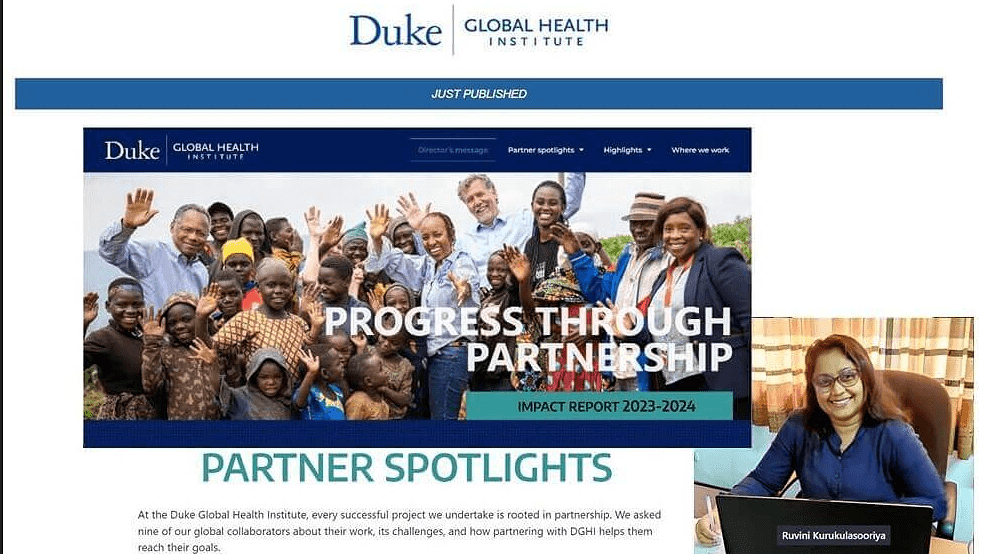Congratulations to Dr. Ruvini Kurukulasooriya for being recognized in Duke Global Health Institute Impact Report